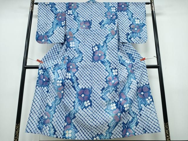 平和屋着物∴夏物　浴衣　有松鳴海絞り　枝花文　綿　逸品　CABJ0310ng