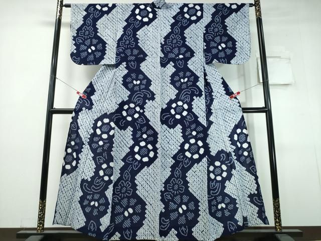 平和屋着物∴夏物　浴衣　有松鳴海絞り　舞菊文　綿　逸品　CABJ0335ng