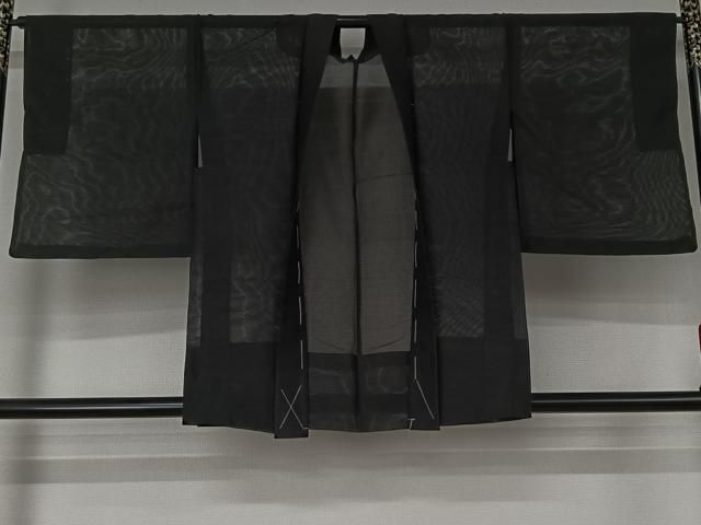 平和屋着物▽羽織　スリーシーズン　春夏秋　塵除け　黒地　正絹　逸品　AABJ8323jh