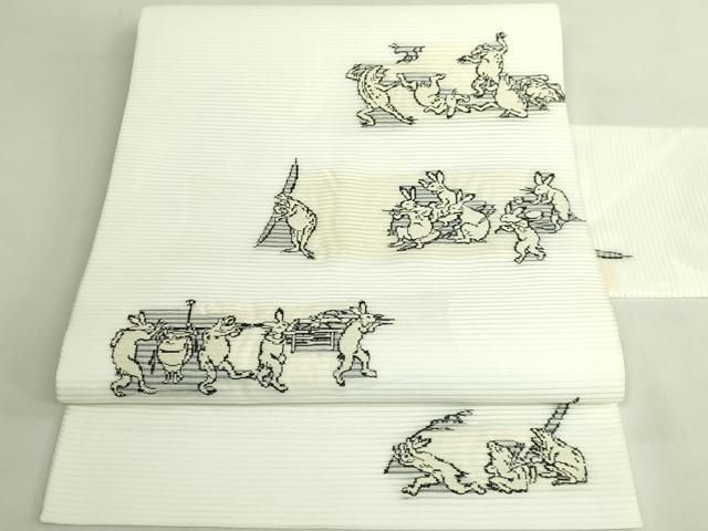 平和屋着物＊極上　夏物　九寸名古屋帯　鳥獣戯画　逸品　未使用　DZAB7805kh6