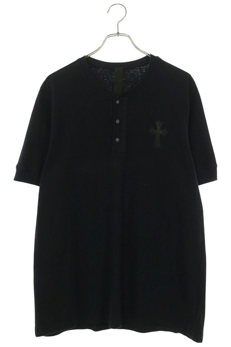 クロムハーツ Y NOT クロスパッチ付きクロスボールボタンヘンリーネックTシャツ メンズ XL