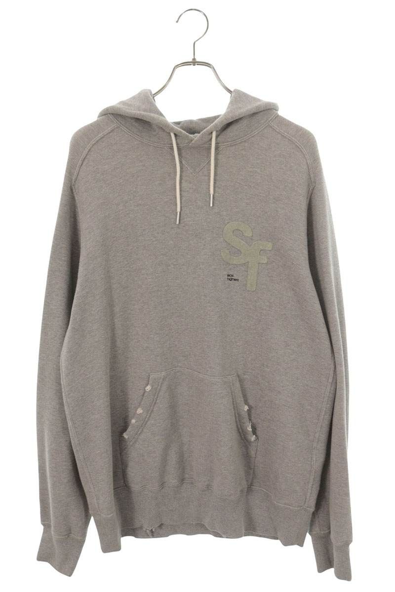 サカイ ×フラグメントデザイン fragment design 21-0315S ダブルネーム ダメージ加工プルオーバーパーカー メンズ 3