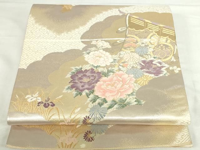 平和屋本店▼六通柄袋帯　唐織　几帳花文　弐拾四金二重織　正絹　逸品　DABI5506op 10,878円