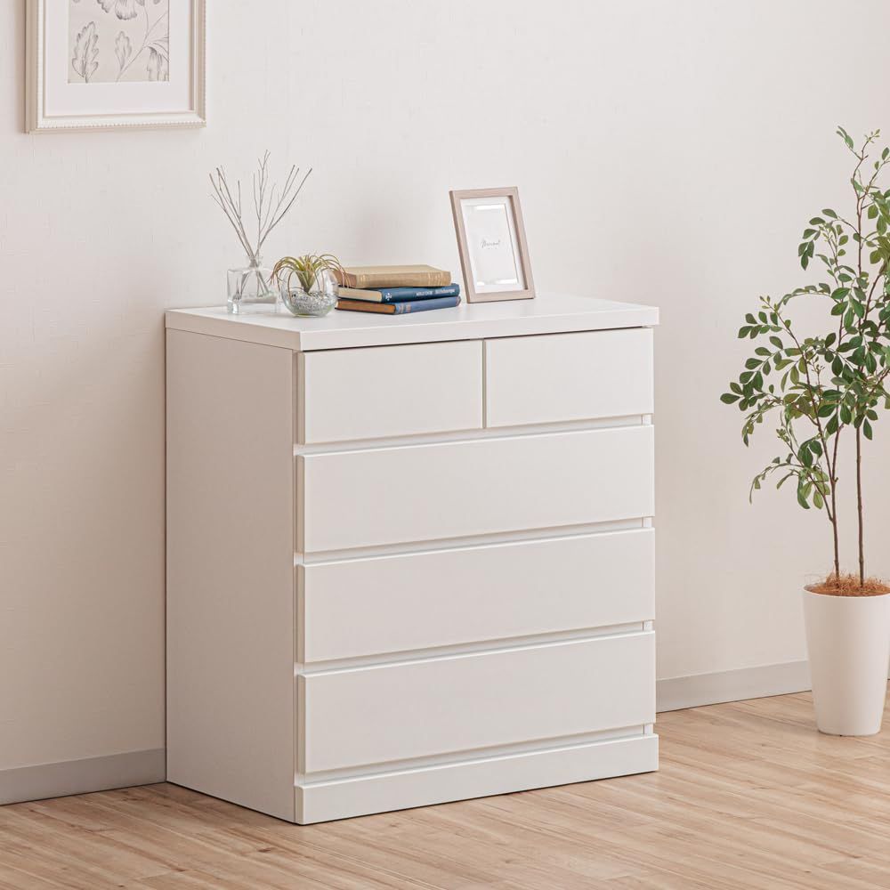 アルファタカバ シン パッソ 幅75cm 4段 ホワイト チェスト タンス 収納チェスト 完成品 日本製 国産 大川家具 幅75 スライドレール 木製 シンプル 収納 シンプル 白 ナチュラル