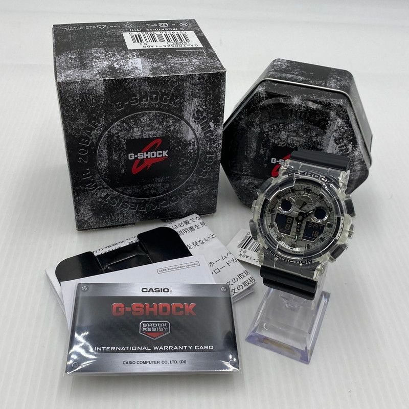 【中古品】 CASIO カシオ ANALOG-DIGITAL MODEL CAMOUFLAGE SKELETON SERIES G-SHOCK GA-100SKC-1A アナログデジタルモデル スケルトン 腕時計 【196-260808-yo-11-tei】