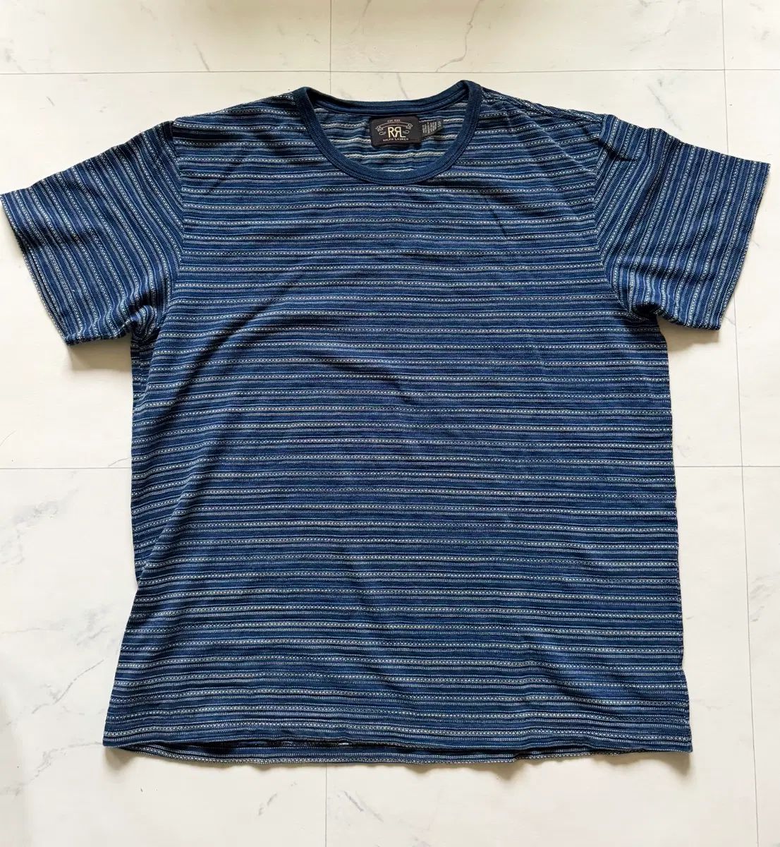 RRA ダブルアールエル Indigo ジャージ ストライプ 半袖Tシャツ