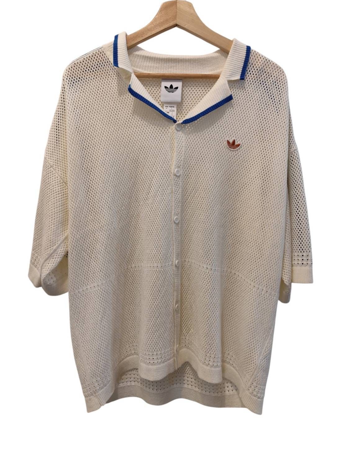 adidas ニット半袖シャツ size:L ホワイト KNIT RESORT SHIRTS WHITE KX1223