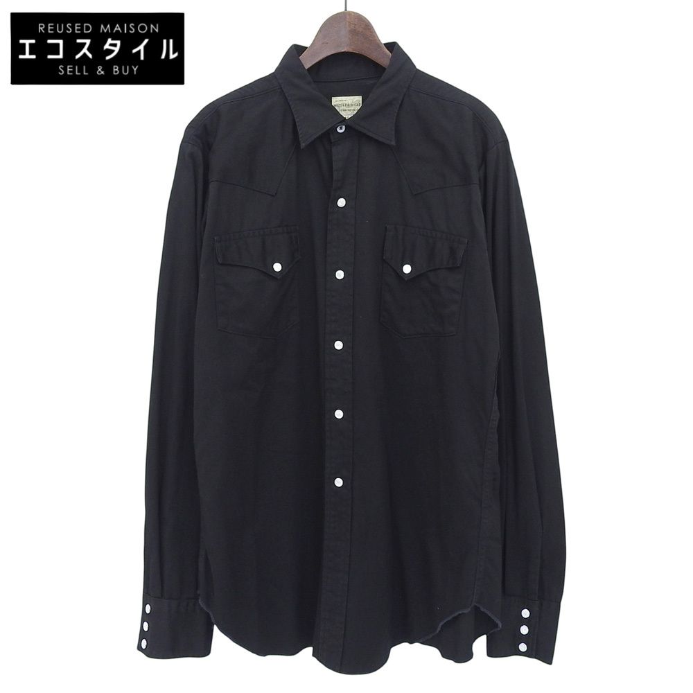WAREHOUSE　ウエアハウス　【WESTERN WEAR】 コットン シェルボタン ウエスタンシャツ トップス メンズ 黒 ブラック 42　42