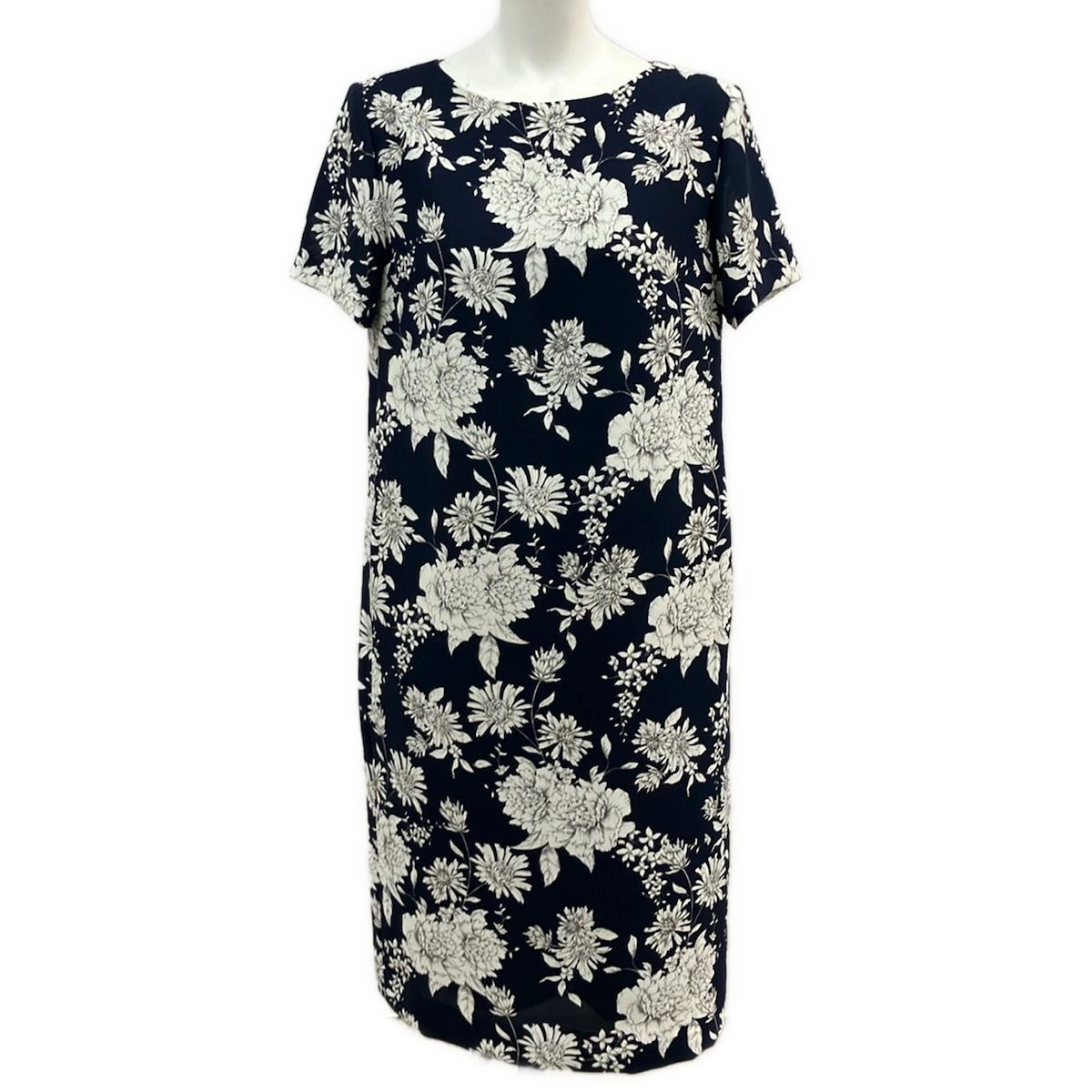 MACKINTOSH LONDON(マッキントッシュロンドン) ワンピース サイズ38 M レディース美品 - ダークネイビー×白 半袖/ロング/花柄