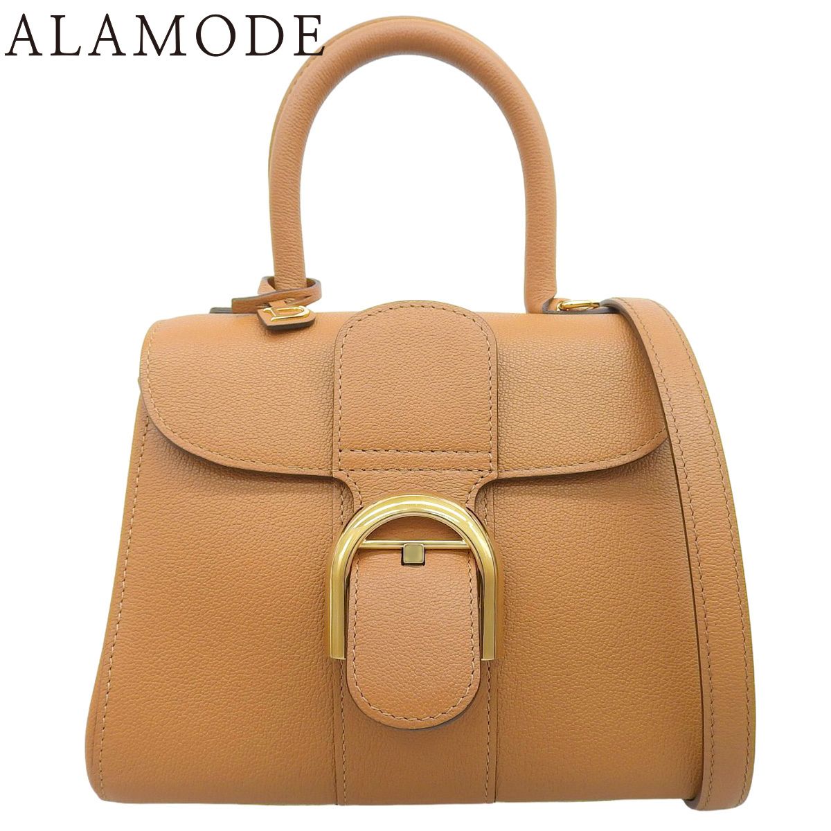 DELVAUX(デルヴォー) ブリヨン ミニ ハンドバッグ 2WAY ショルダー 肩掛け レザー ブラウン茶 キャメル茶 ゴールド金具 レディース 40802198715【中古】【アラモード】