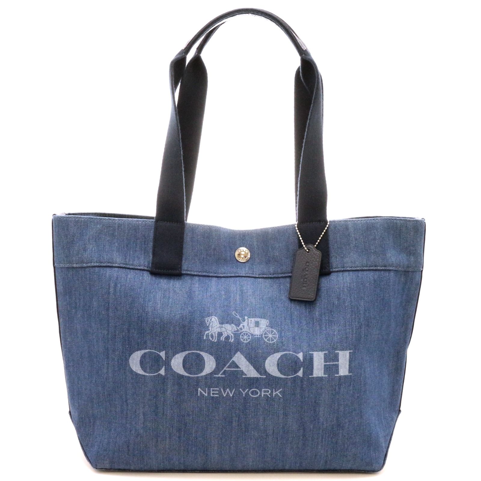 COACH コーチ ロゴホース　アンドキャリッジトート F67415 トートバッグ デニム/キャンバス ネイビー レディース【中古】473