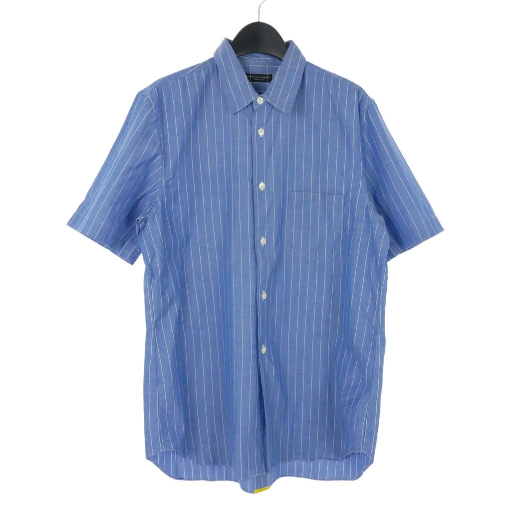 コムデギャルソンオムプリュス COMME des GARCONS HOMME PLUS 90's ストライプ シャツ 半袖 テープパッチ コットン 青 ブルー PB-100220 13,604円