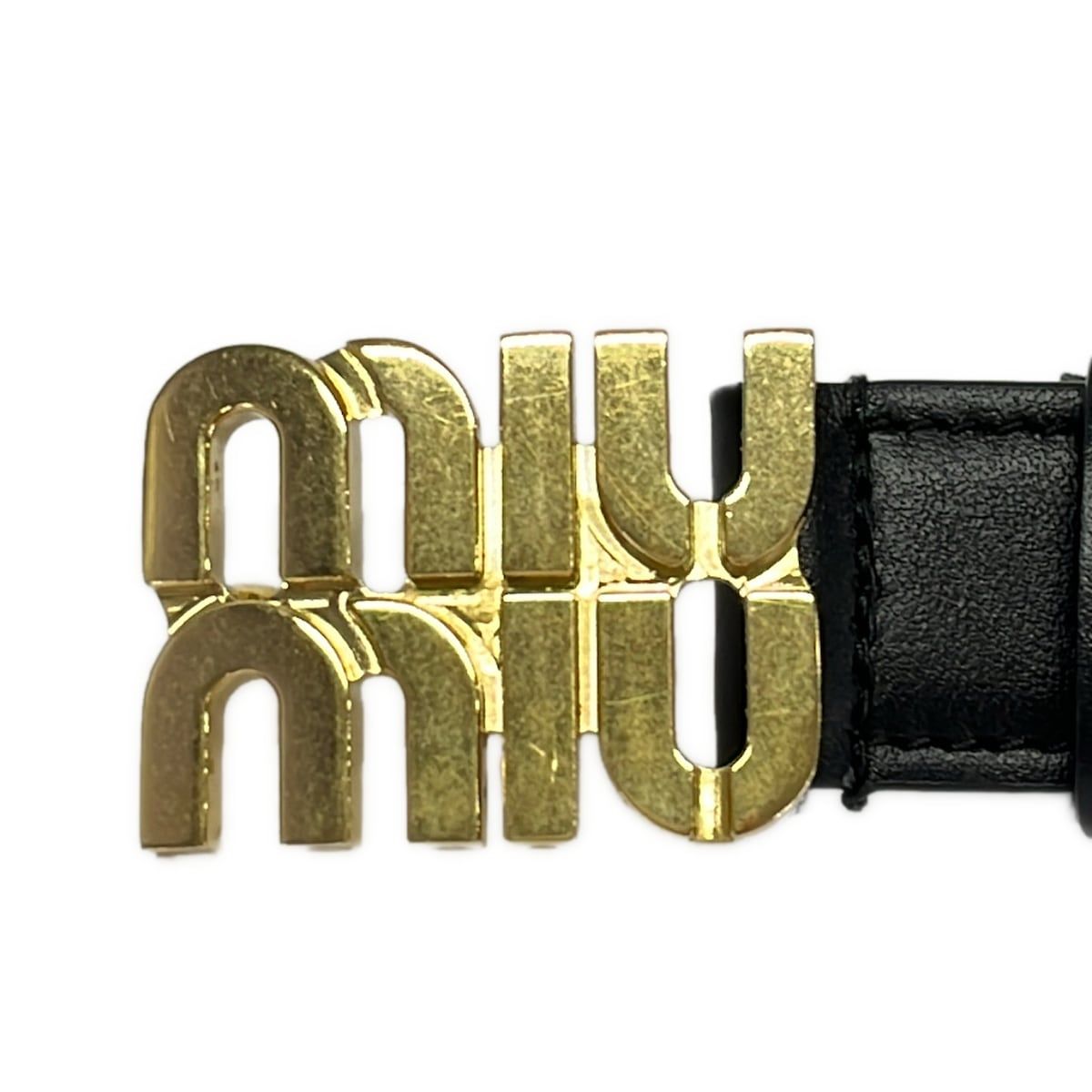 miumiu(ミュウミュウ) ベルト 34/85 - 5CC565 黒 ロゴバックル レザー