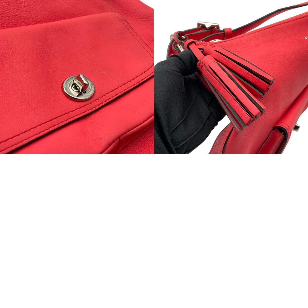 美品 COACH コーチ ショルダーバッグ レザー ピンク シルバー金具 牛革 