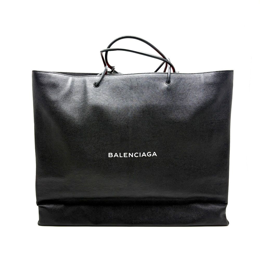 【楠本質店/元住吉】バレンシアガ BALENCIAGA 482543 ショッピングトート #L ブラック ホワイトロゴ レザー 男女兼用【中古】