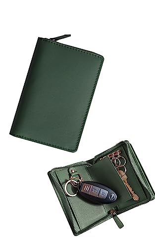 [mieno] キーケース レディース メンズ スマートキー対応 本革 レザー マルチケース (グリーン)ym bddc7de0