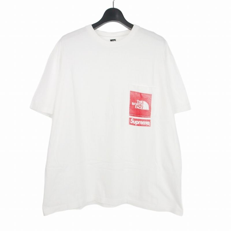シュプリーム SUPREME ノースフェイス THE NORTH FACE 23SS プリンテッド ポケット Tシャツ カットソー 半袖 L 白 ホワイト NT02309