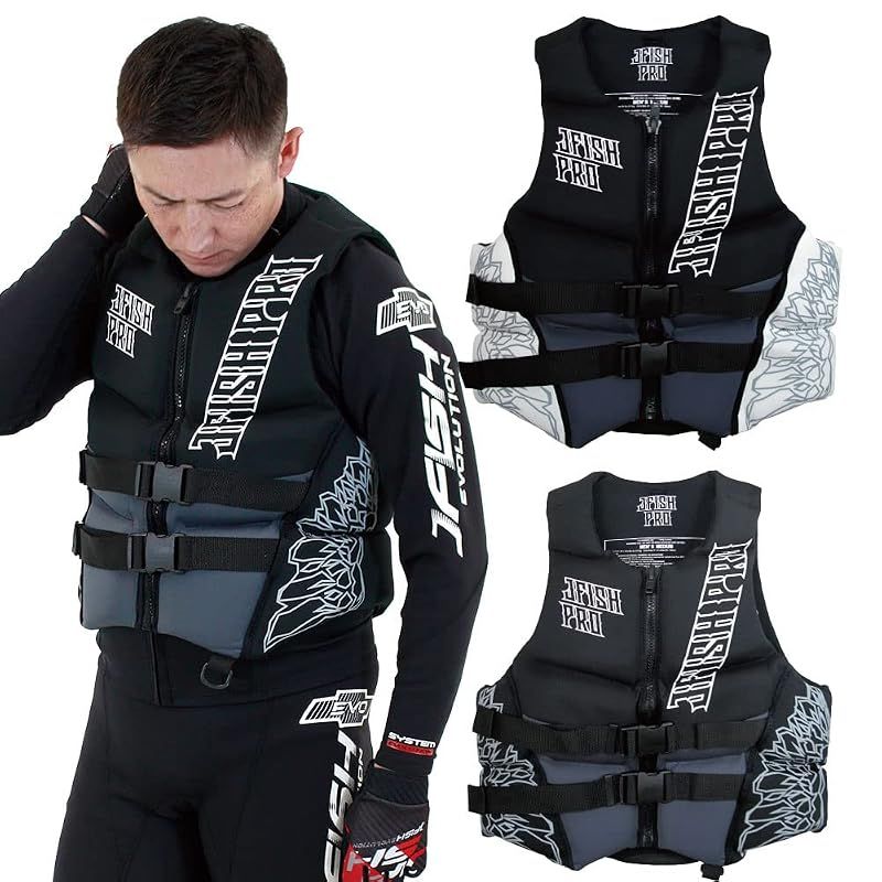 新品】 ジェイフィッシュ PRO ネオベスト ブラック/ホワイト M JNV