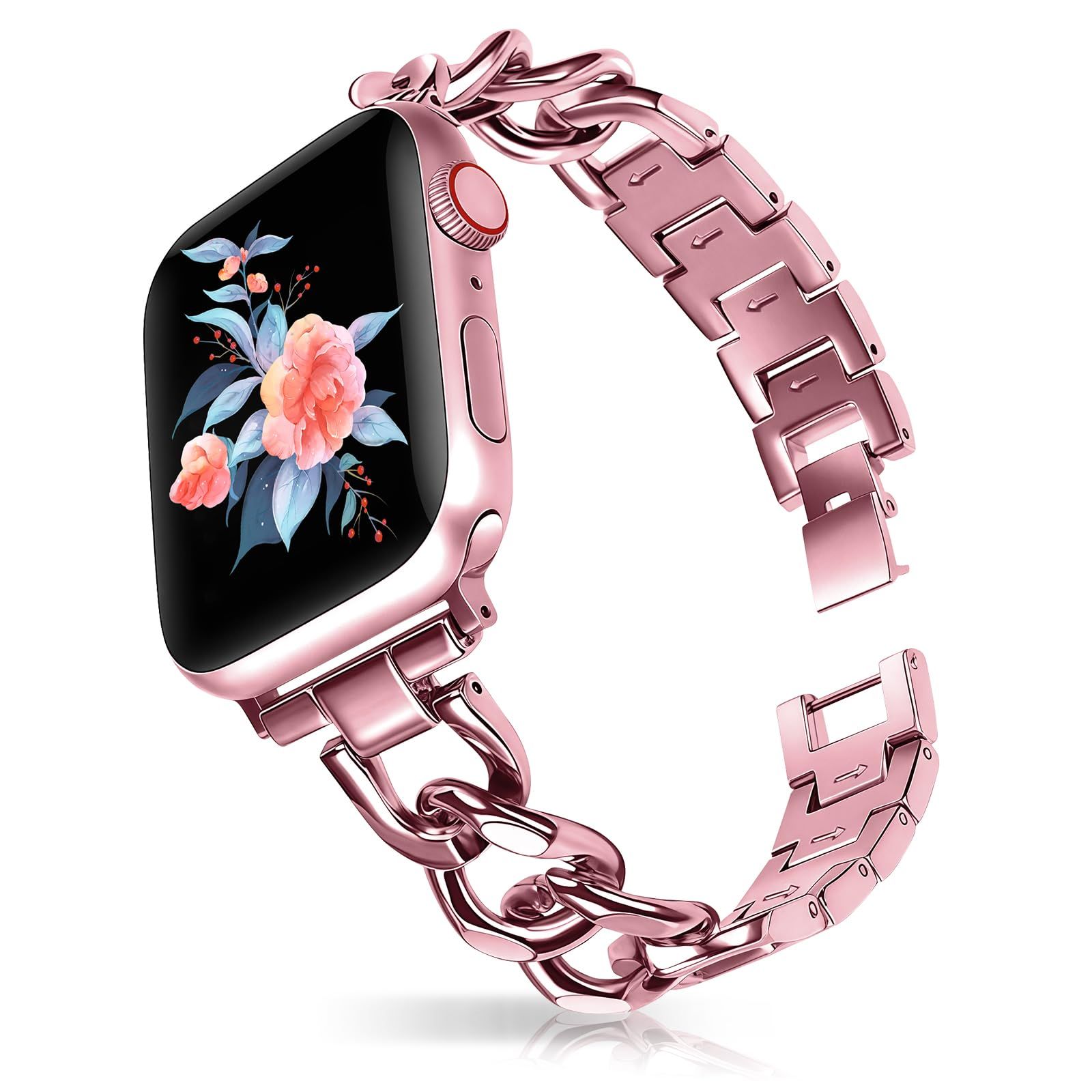 HinZann 애플 워치 밴드 레이디 메탈 밴드 체인 애플 워치 44mm 45mm 46mm 49mm와 호환 가능