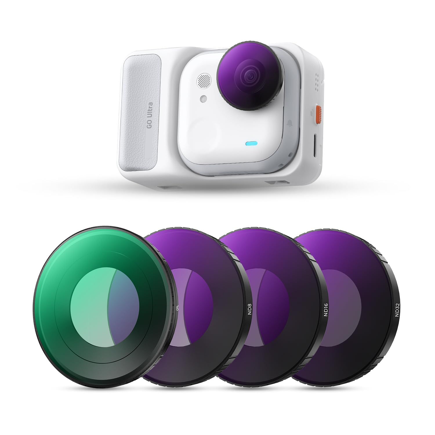 K&F CONCEPT Insta360 GO Ultra専用 フィルターセット (CPL+ND8+ND16+ND32) NDフィルター PLフィルター 偏光フィルター 高透過率 減光量調整 反射除去 28層ナノコーティング 撥水防汚 装着簡単