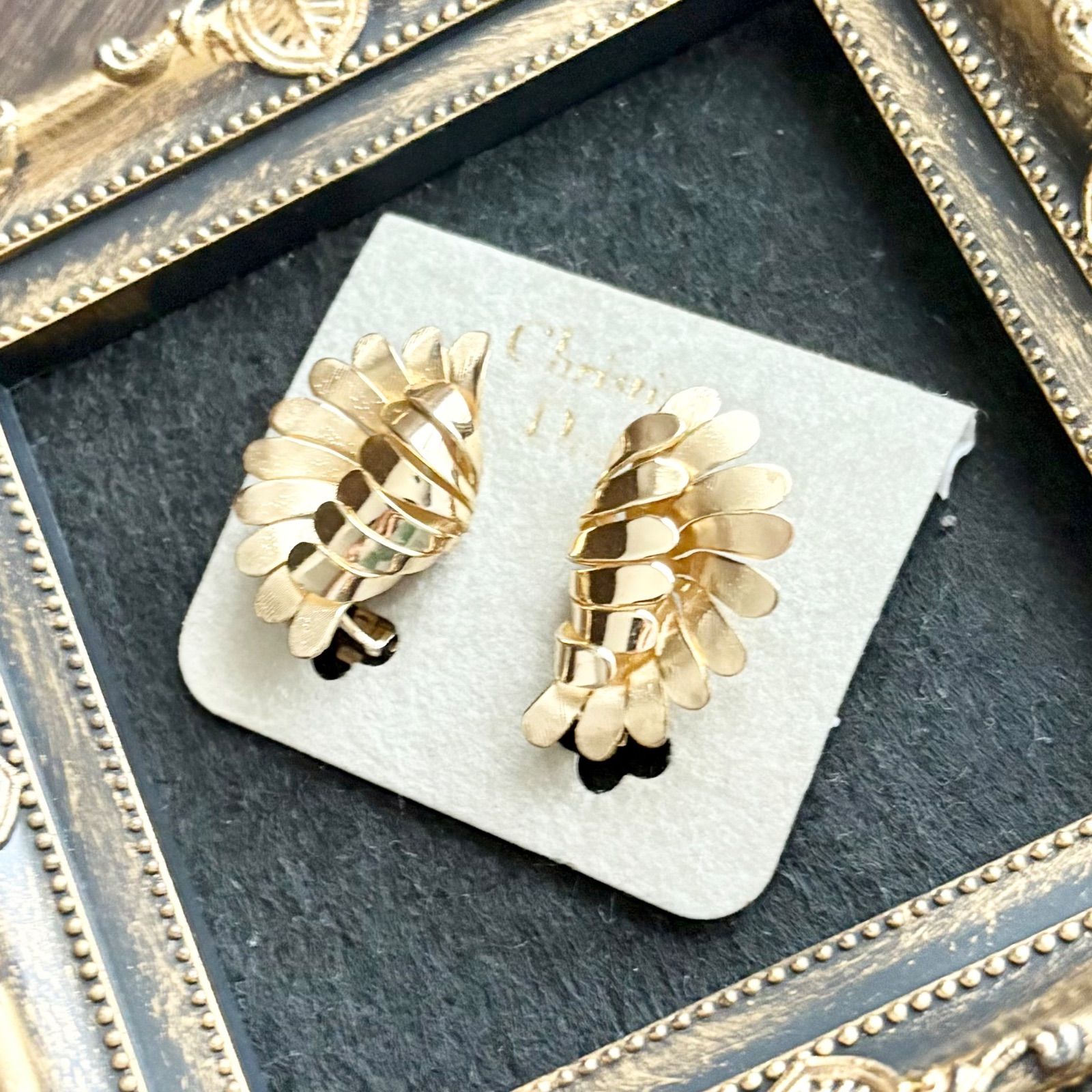 【極美品】Christian Dior クリスチャン ディオール イヤリング CD ロゴ プレーン シルバー ヴィンテージ