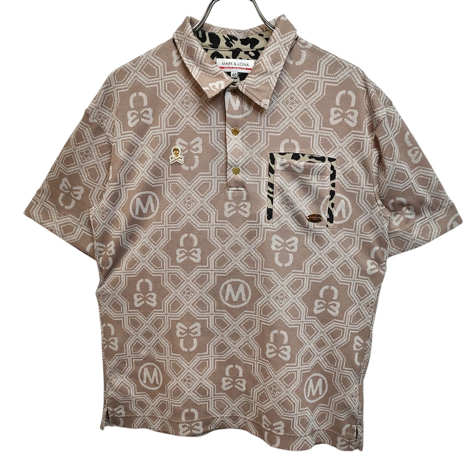 MARK&LONA マークアンドロナ ゴルフ 26SS Dominant Mesh Shirt / ドミナント メッシュ 半袖 ポロシャツ MLM-6A-AP07 48 ベージュ メンズ