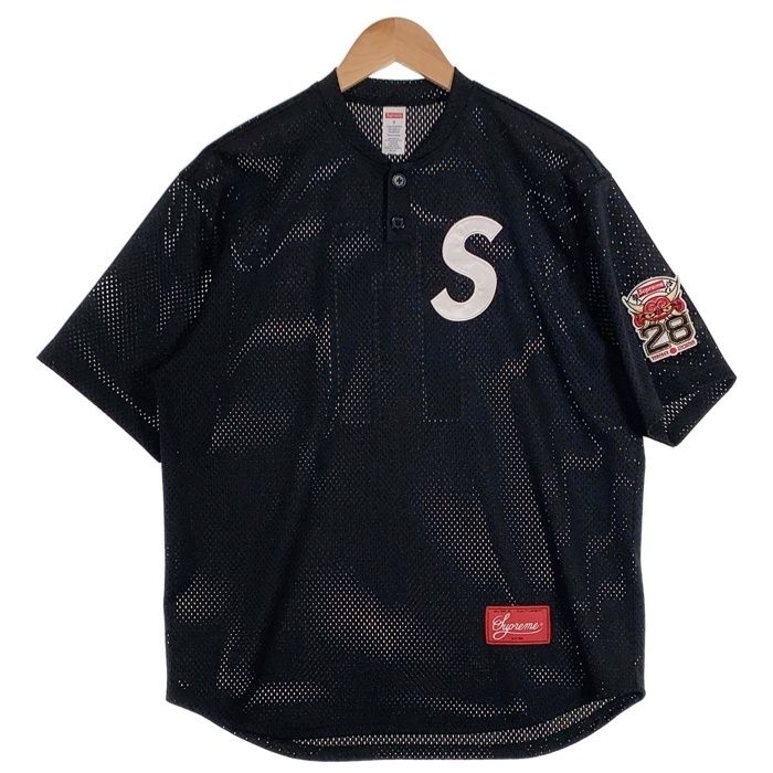 SUPREME シュプリーム Shop S Logo Baseball Henley ショップ Sロゴ 半袖 ベースボール シャツ ブラック Size S 13,950円