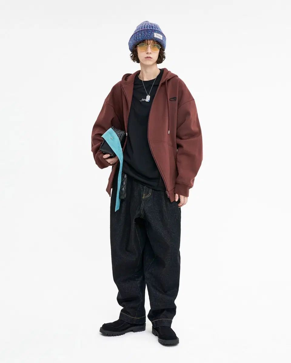 a3 ADER ERROR アーダーエラー フーディー ジップアップ バーガンディ Enty logo hoodie zip-up
