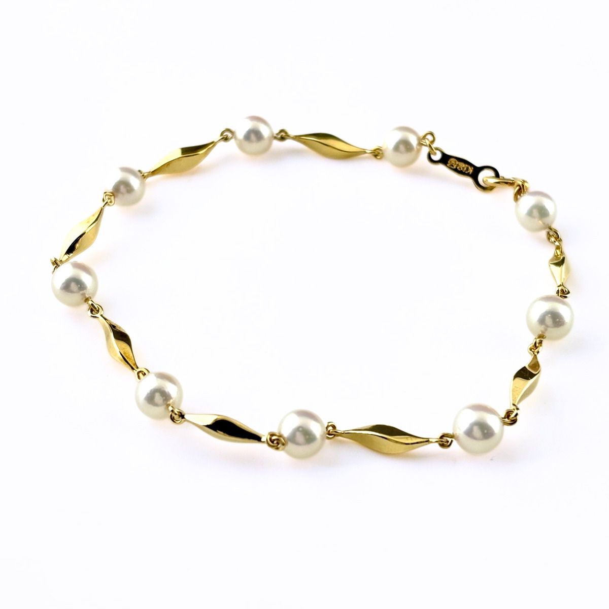 ミキモト MIKIMOTO パール ブレスレット YG イエローゴールド 腕輪 真珠 ブレスレット K18 パール レディース 【中古】