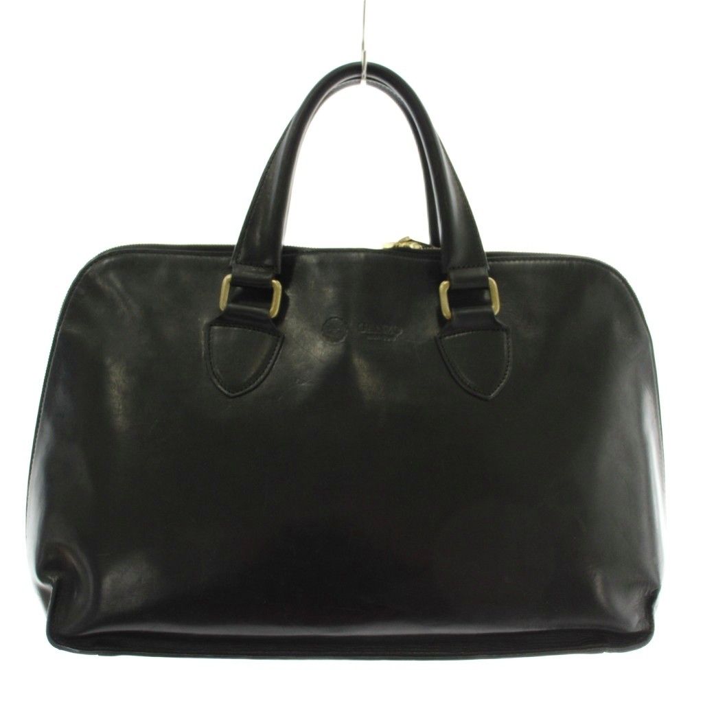 Ganzo GANZO Business Bag Briefcase Leather Logo Embossed Black Black /XZ ■GY17