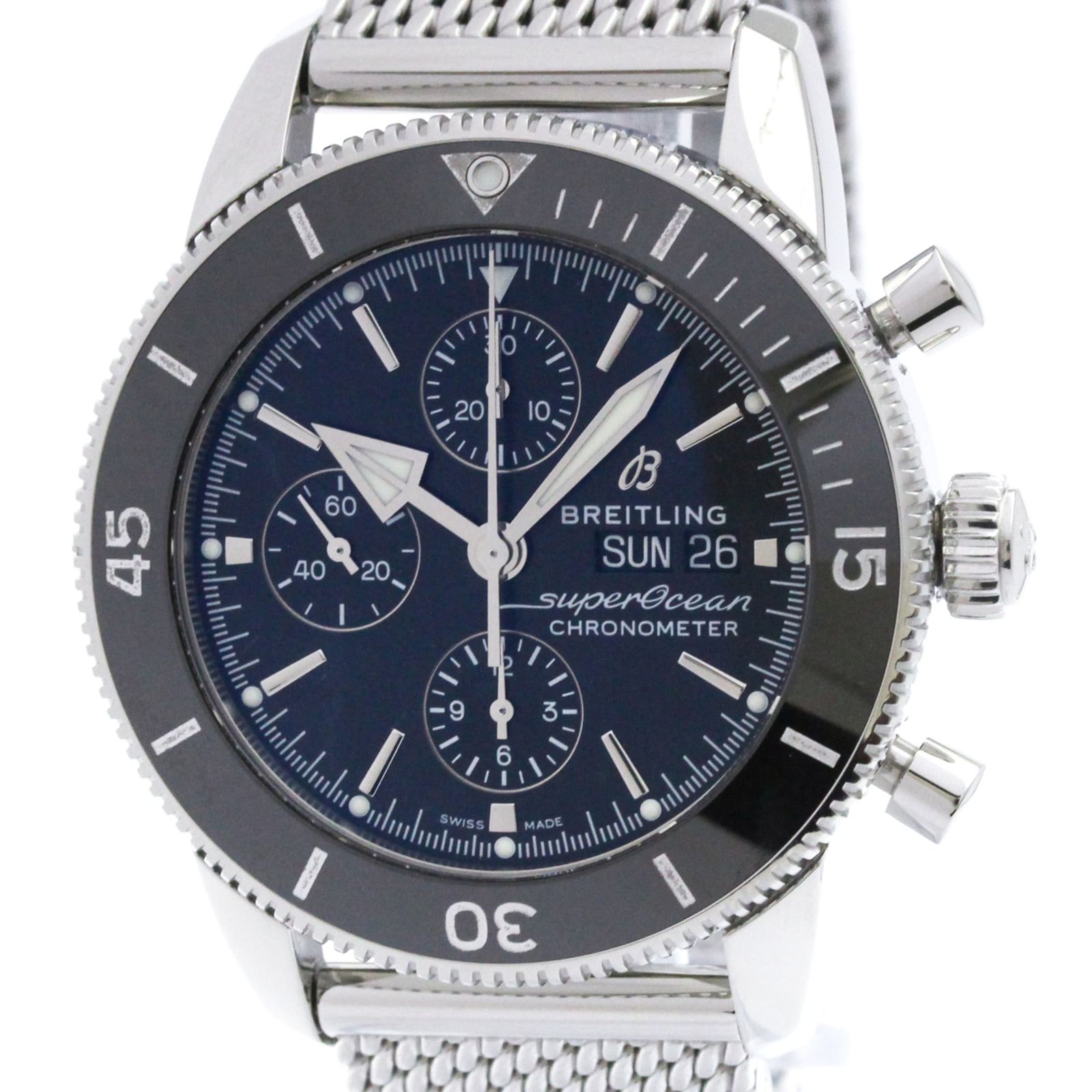 ブライトリング (BREITLING) スーパーオーシャン ヘリテージ II クロノグラフ ステンレススチール 自動巻き メンズ 時計 A13313 (外装仕上げ済み)
