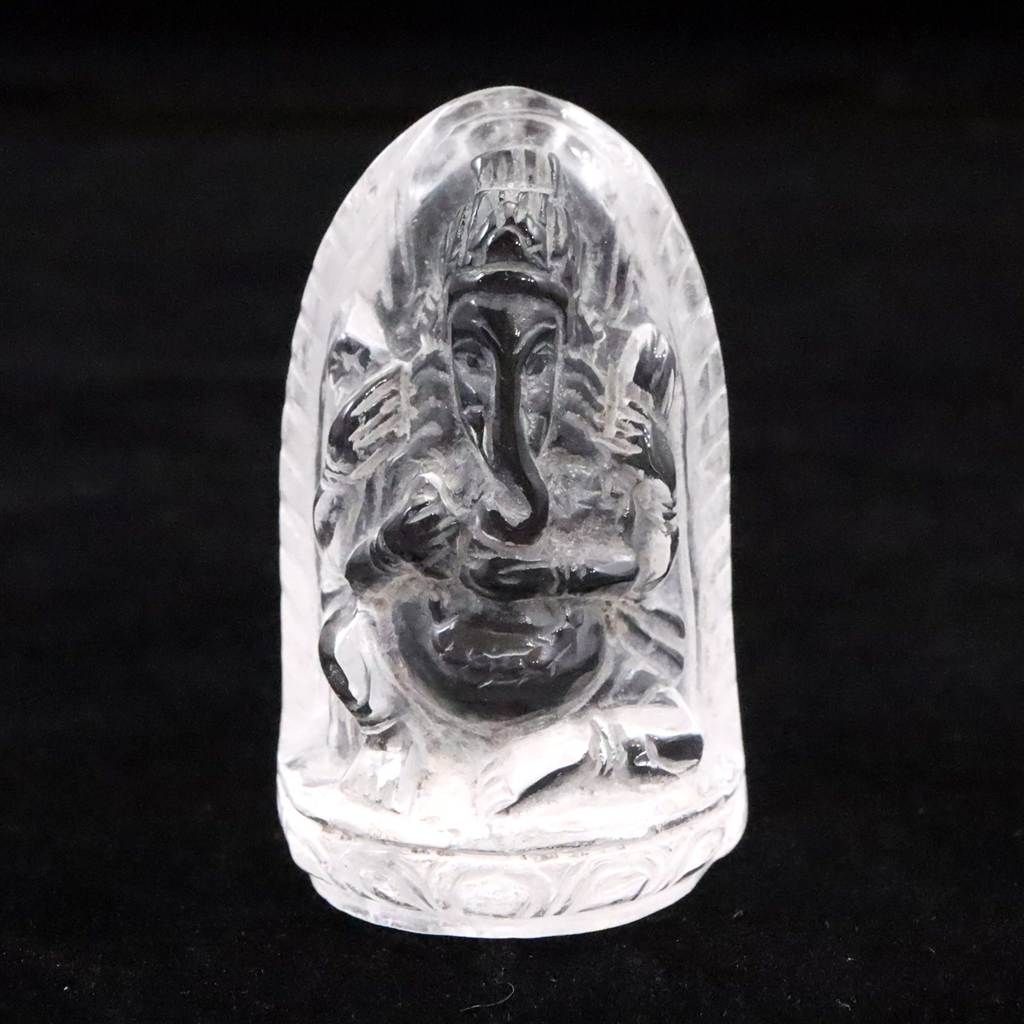 ガネーシュヒマール産 ヒマラヤ水晶 ガネーシャ彫刻置物 証明書付 38.6g 【榎本通商38951】