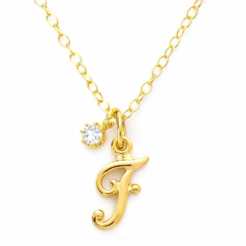 【イニシャル ネックレス】アルファベット 【F】全14種類 レディース K14GF あずきチェーン ゴールドフィルド 18Kメッキ 金属アレルギー対応 プレゼント ギフト 人気