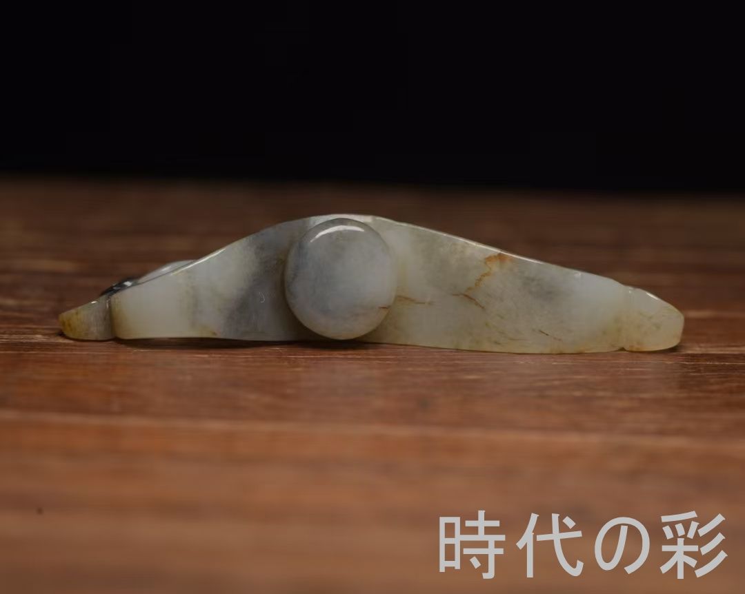 和田玉 龍鳳勾】龍鳳文 玉器 玉彫刻 中国古美術 吉祥文 コレクション