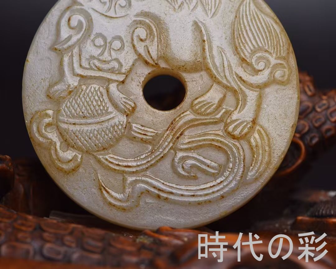 和田玉 獅子紋玉牌】獅子文 玉牌 玉器 玉彫刻 中国古美術 吉祥文