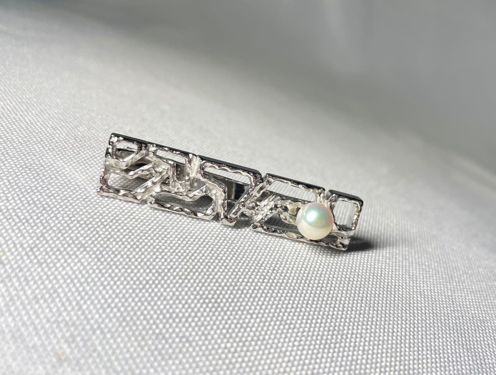 美品 希少 TASAKI タサキ 田崎真珠 大粒パール装飾 スターリングシルバー SV925 ネクタイピン タイピン タイバー メンズアクセサリー