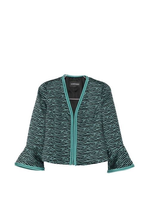 EMPORIO ARMANI テクスチャード フリルスリーブ ジャケット 送料無料