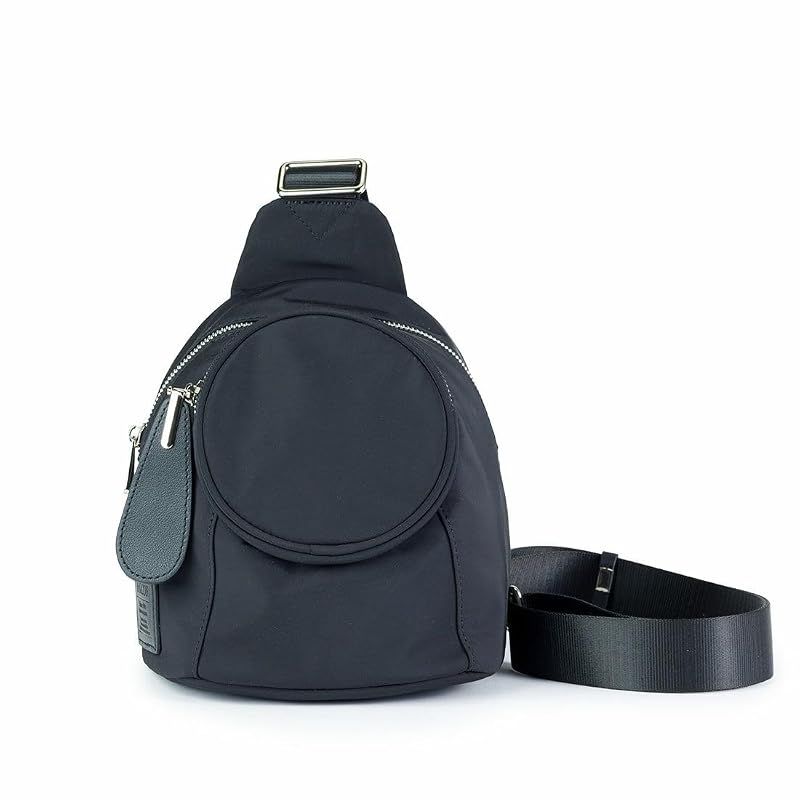 【新品】 [バルコス] 丸ファスナー ポケット ボディバッグ レディース 軽量 丸みフォルム 本革 ナイロン 左右付け替え 普段使い 旅行バッグ ブラック 12,249円