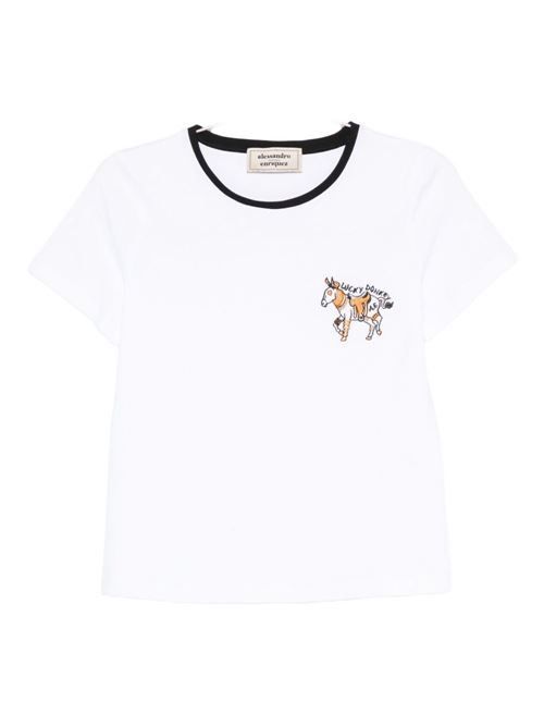 ALESSANDRO ENRIQUEZ 刺繍コットンTシャツ 送料無料