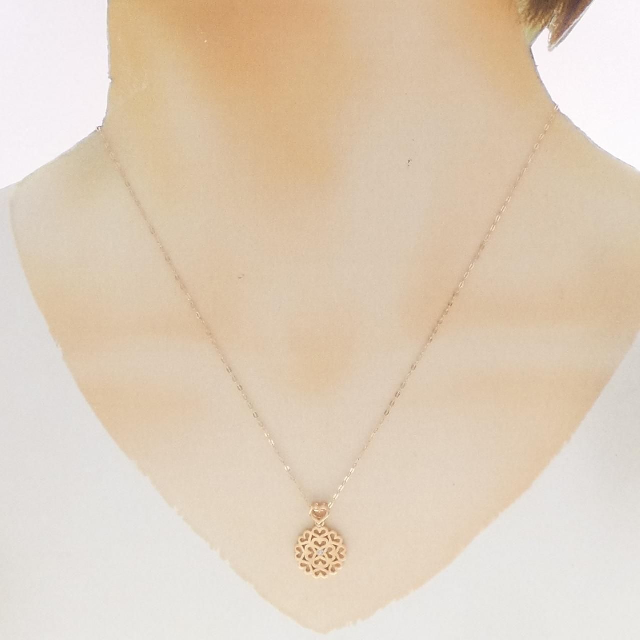 K10PG ハート ダイヤモンド ネックレス 0.01CT