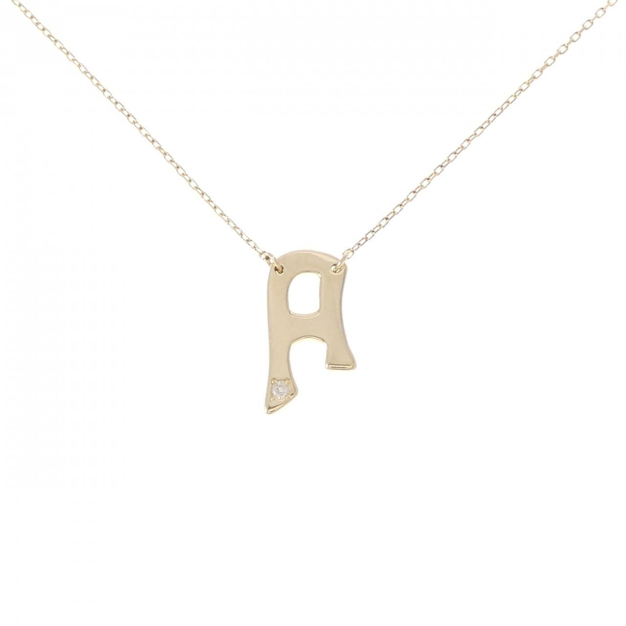 K18YG イニシャルA ダイヤモンド ネックレス 0.02CT