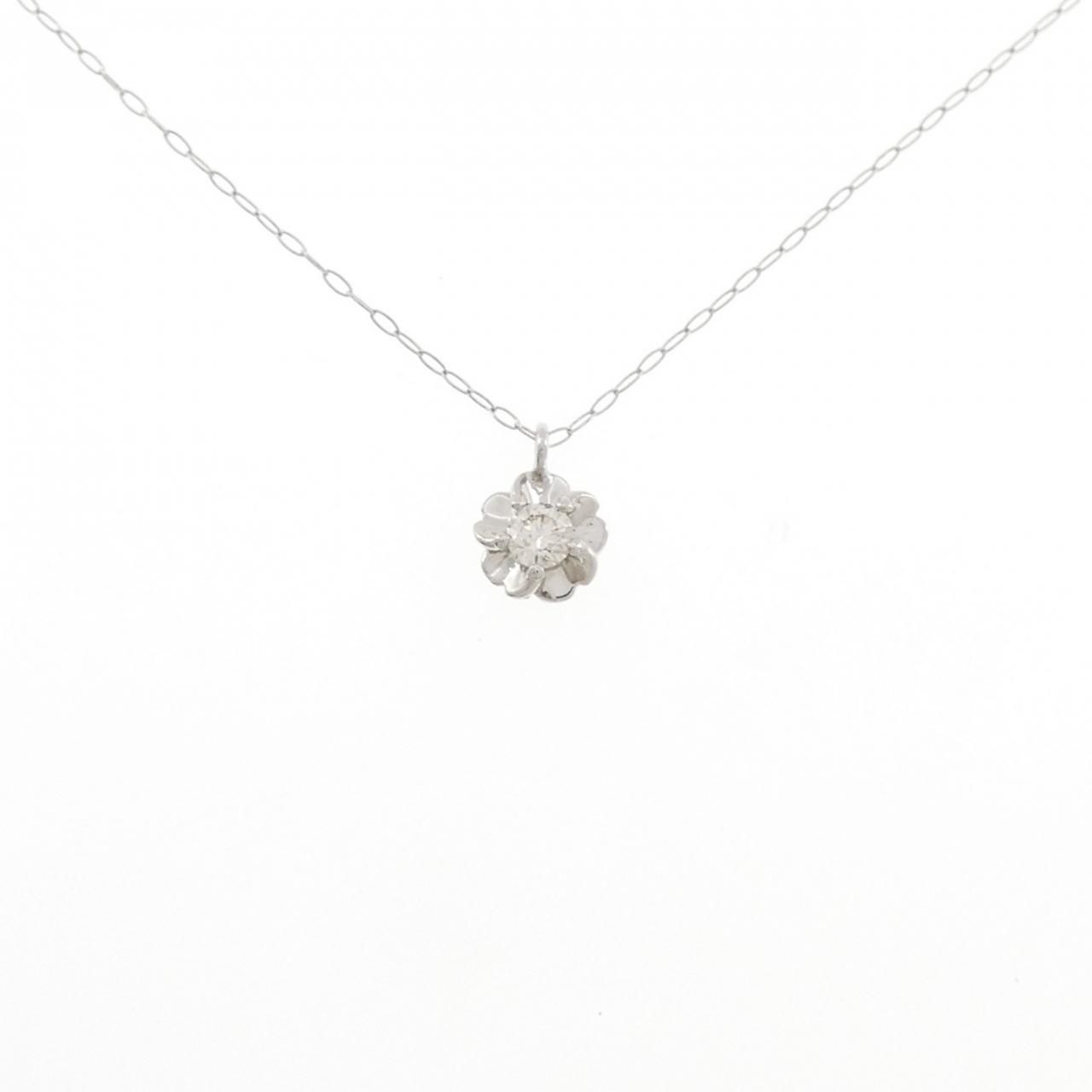 PT900/PT850 フラワー ダイヤモンド ネックレス 0.10CT