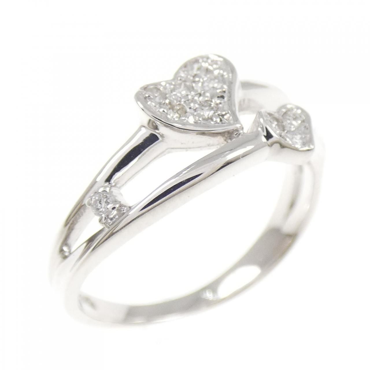 K18WG ハート ダイヤモンド リング 0.07CT