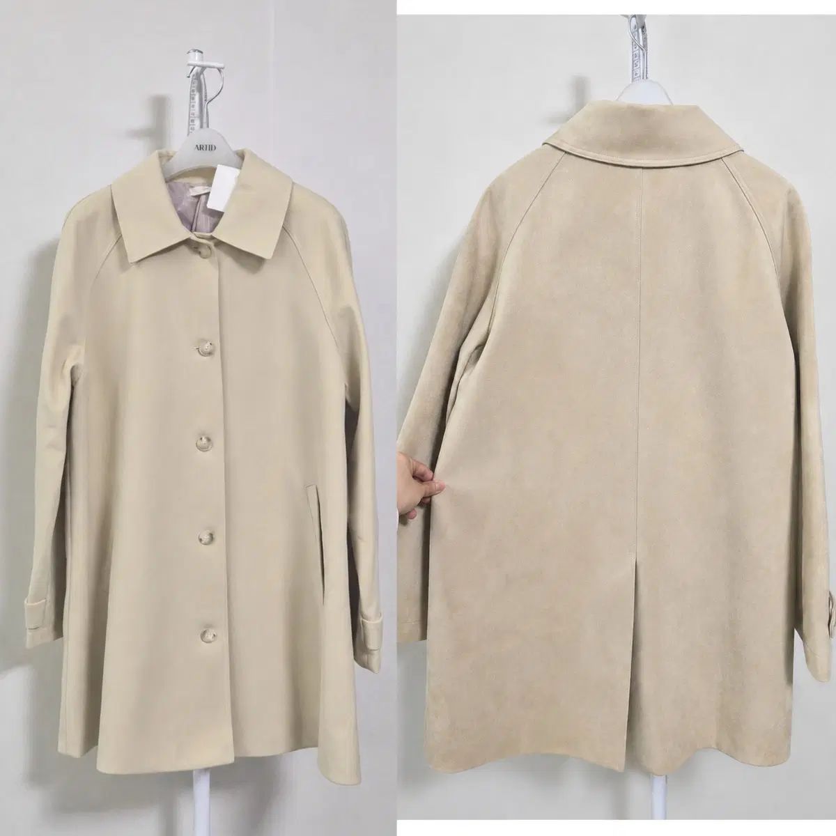 新品 SIYE コート ベージュ 人造 スエード風 生地