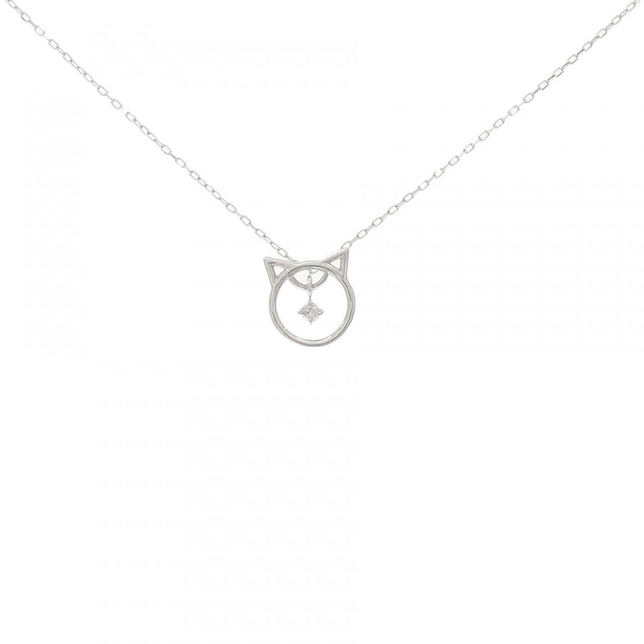 K10WG キャット ダイヤモンド ネックレス 0.03CT