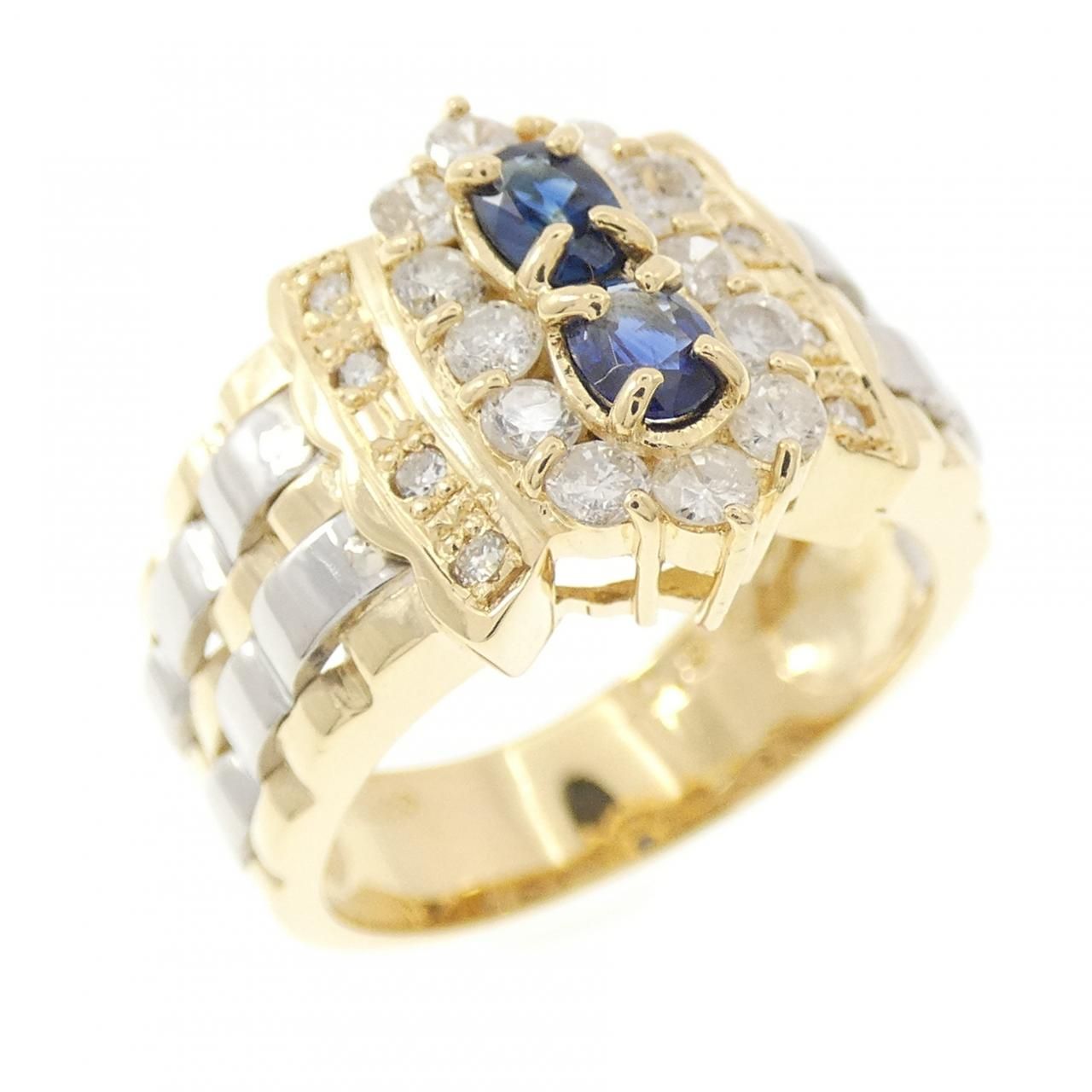 K18YG/PT900 サファイヤ リング 0.32CT