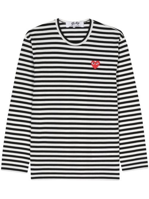 COMME DES GARÇONS PLAY ストライプコットンTシャツ 送料無料