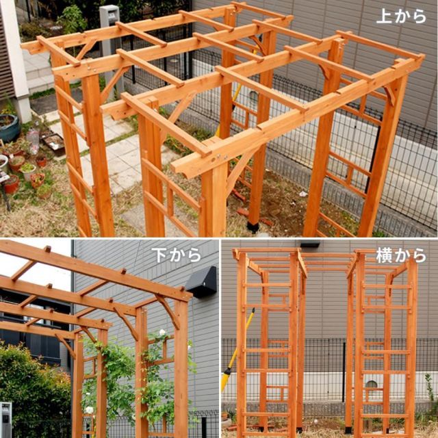天然木製アーチ 190 3台（土中用金具セット） 「Flex Pergola」（フレックス パーゴラ） FLPG-R1900UB-3PSET