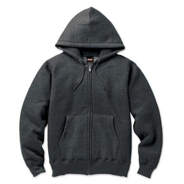 ds-裏起毛 フルジップ パーカー XXXLサイズ チャコールグレー 12.5oz ヘビーウェイト 綿混 コットン混 保温力抜群 男女兼用