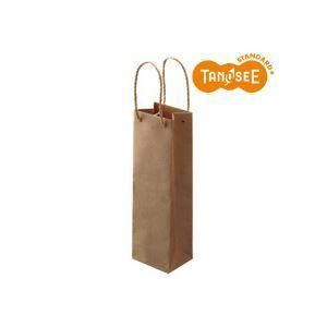 ds-(まとめ)TANOSEE 手提袋 丸紐 茶無地・ワインボトル用 30枚入×10パック